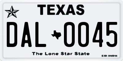 TX license plate DAL0045