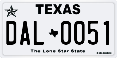 TX license plate DAL0051