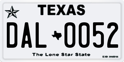 TX license plate DAL0052
