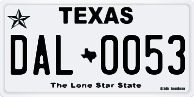 TX license plate DAL0053