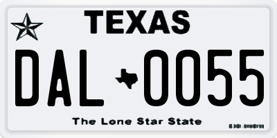 TX license plate DAL0055