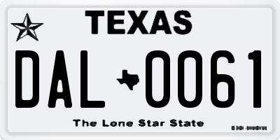 TX license plate DAL0061