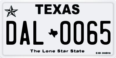 TX license plate DAL0065