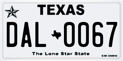 TX license plate DAL0067
