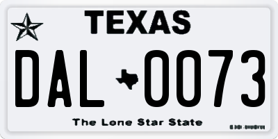 TX license plate DAL0073