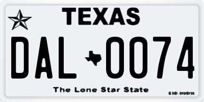 TX license plate DAL0074