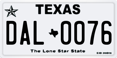 TX license plate DAL0076