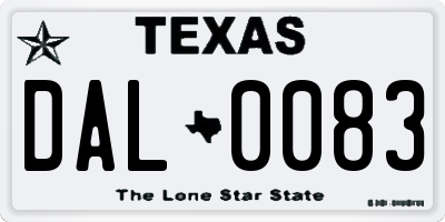 TX license plate DAL0083