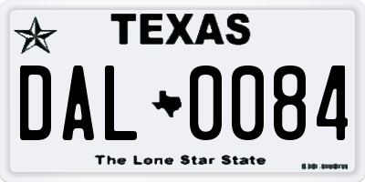TX license plate DAL0084