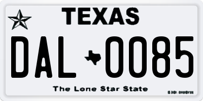 TX license plate DAL0085