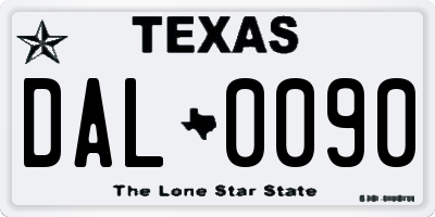 TX license plate DAL0090