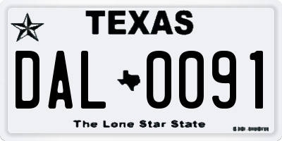 TX license plate DAL0091