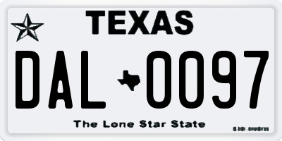 TX license plate DAL0097
