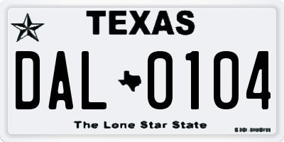 TX license plate DAL0104