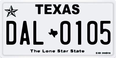 TX license plate DAL0105
