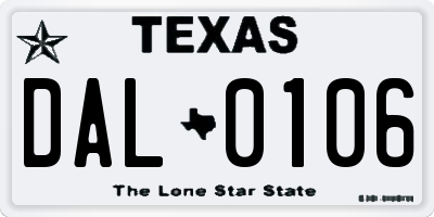 TX license plate DAL0106