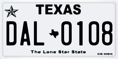 TX license plate DAL0108
