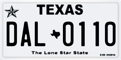 TX license plate DAL0110