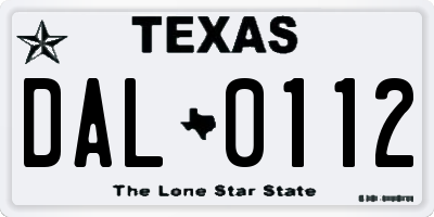TX license plate DAL0112