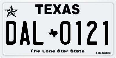 TX license plate DAL0121