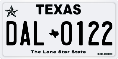 TX license plate DAL0122