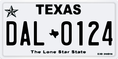 TX license plate DAL0124