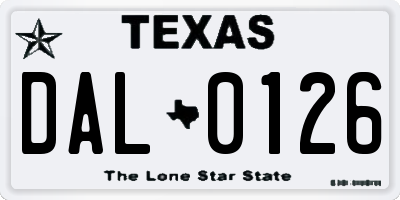 TX license plate DAL0126