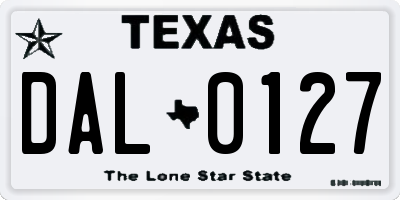 TX license plate DAL0127