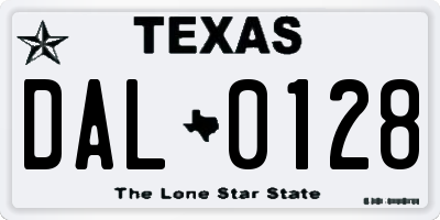 TX license plate DAL0128