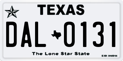 TX license plate DAL0131