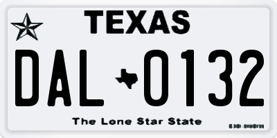 TX license plate DAL0132