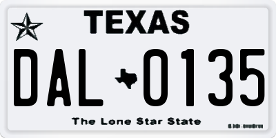 TX license plate DAL0135