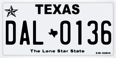 TX license plate DAL0136