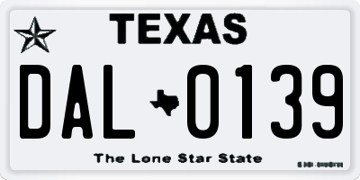 TX license plate DAL0139