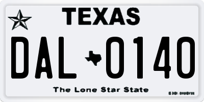 TX license plate DAL0140