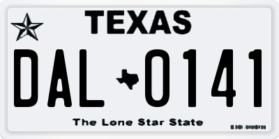 TX license plate DAL0141