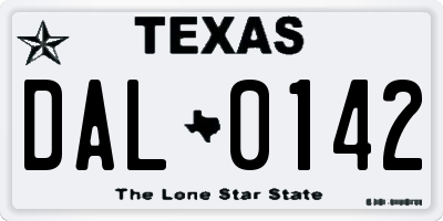 TX license plate DAL0142