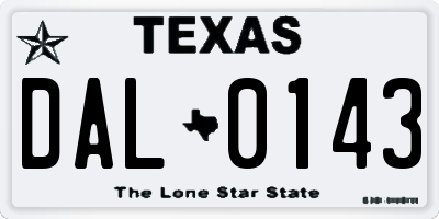 TX license plate DAL0143