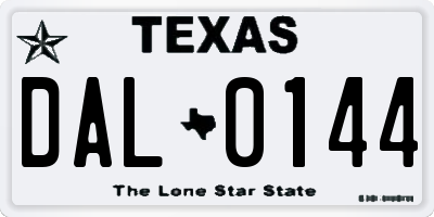 TX license plate DAL0144