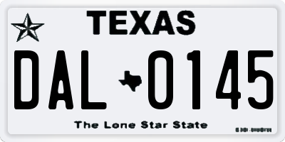 TX license plate DAL0145