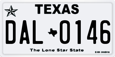 TX license plate DAL0146