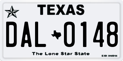 TX license plate DAL0148