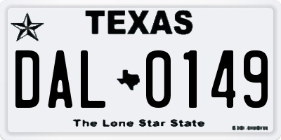 TX license plate DAL0149