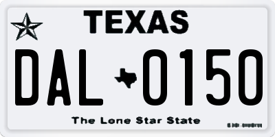 TX license plate DAL0150