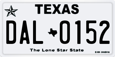 TX license plate DAL0152