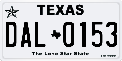 TX license plate DAL0153