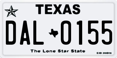 TX license plate DAL0155