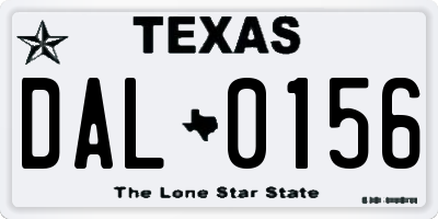 TX license plate DAL0156