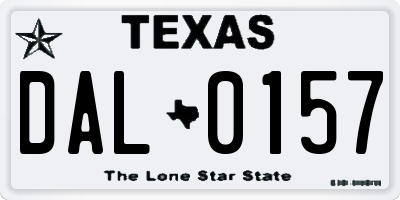 TX license plate DAL0157