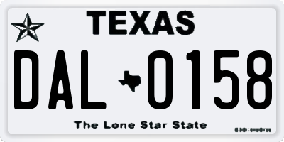 TX license plate DAL0158